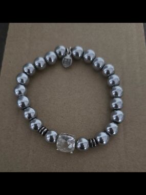 Tiffany Jazelle Silver Beaded Bracelet with Center Stone